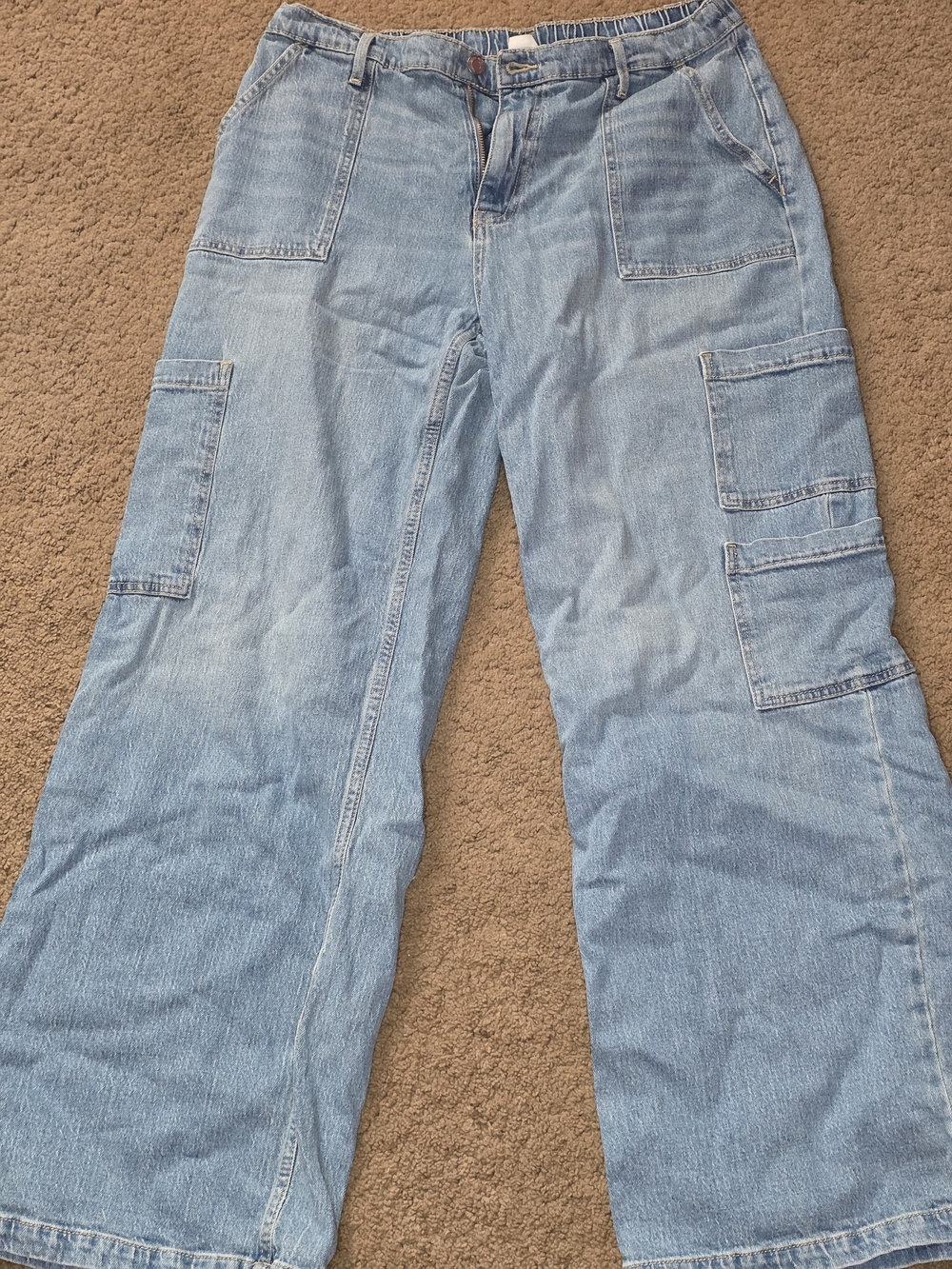 No Boundaries Light Blue Bootcut Cargo Jeans